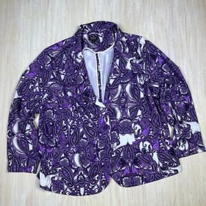 Maree Pour Toi Women's Paisley Core Long Sleeve Purple One Button Blazer Size 26